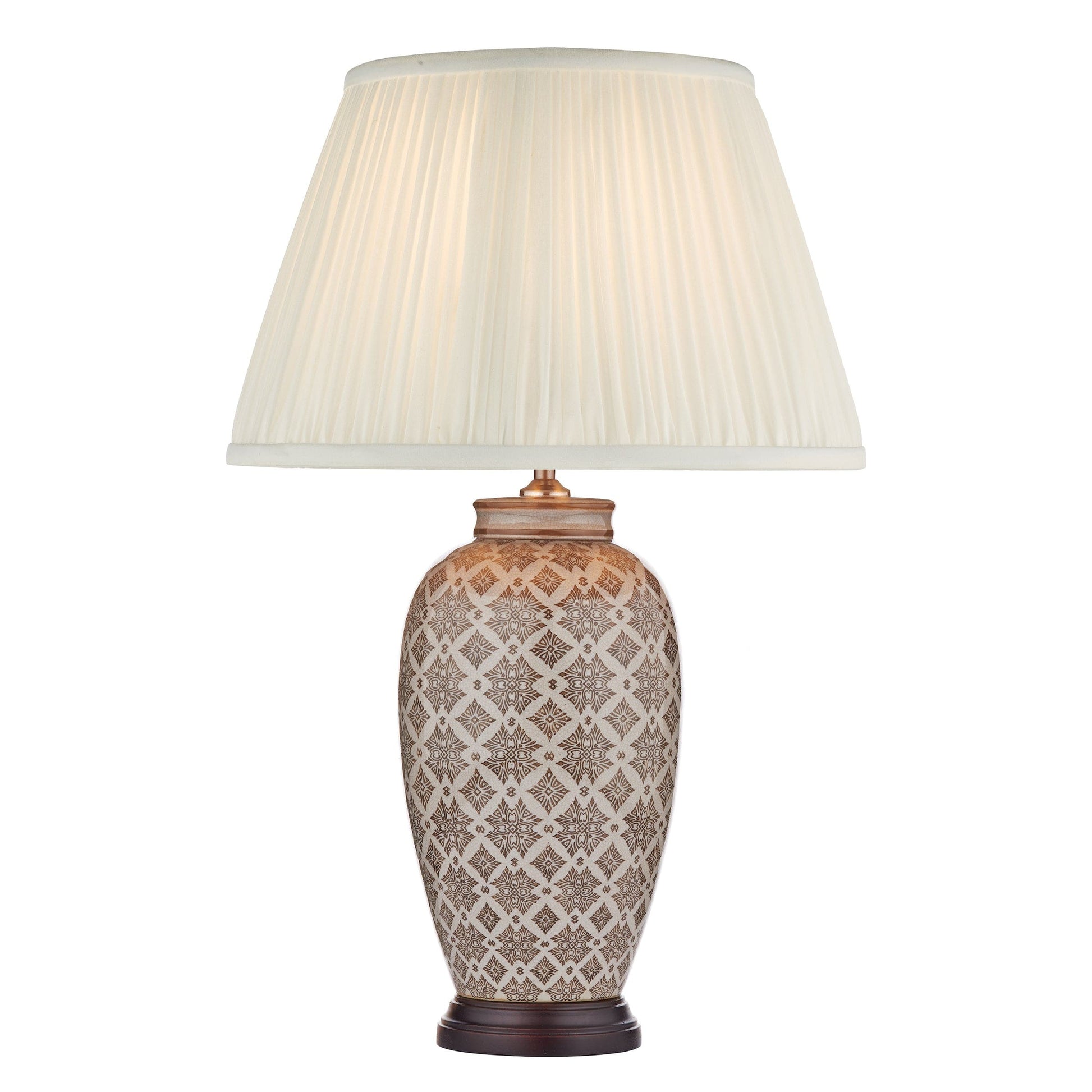 dar lighting Louise Table Lamp Brown/Cream Base Only LOU4229