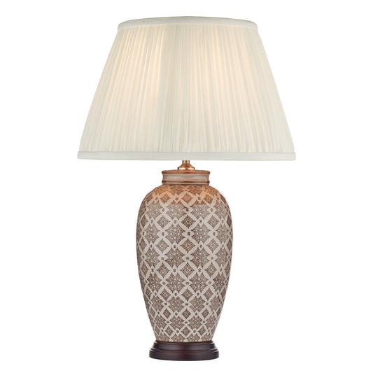 dar lighting Louise Table Lamp Brown/Cream Base Only LOU4229