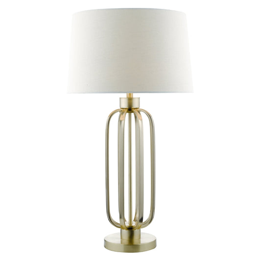 dar lighting Lucie Table Lamp Satin Brass With Shade LUC4241