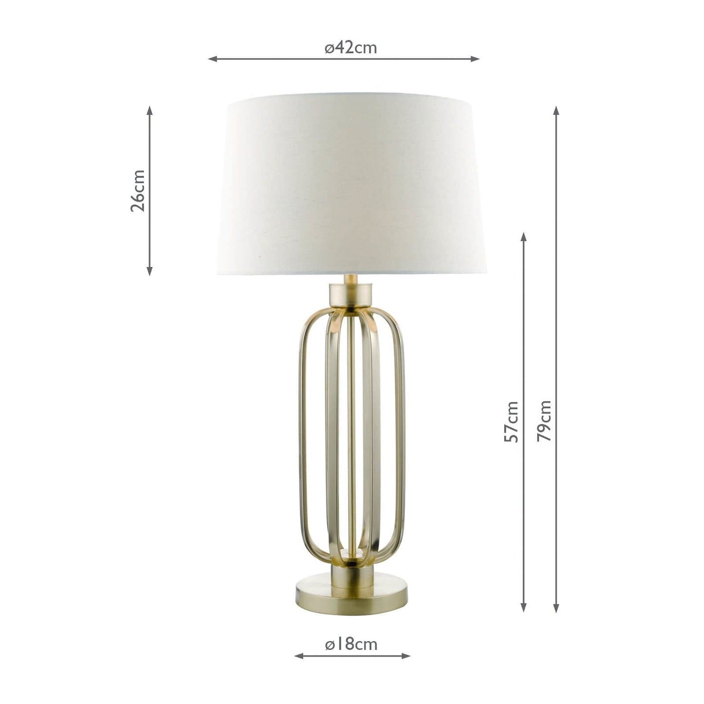 dar lighting Lucie Table Lamp Satin Brass With Shade LUC4241