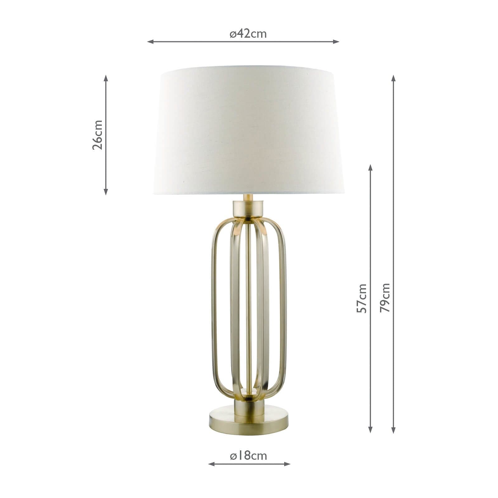 dar lighting Lucie Table Lamp Satin Brass With Shade LUC4241