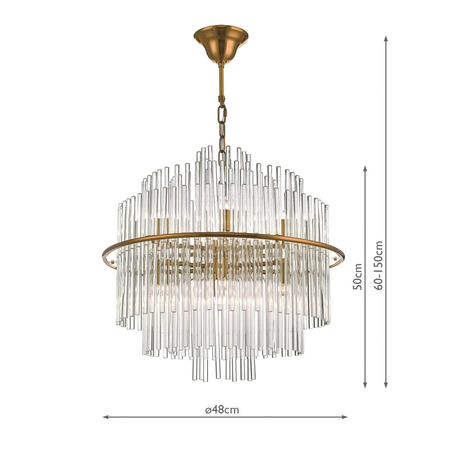 dar lighting Lukas 13 Light Pendant Brushed Antique Gold And Clear Glass LUK1735