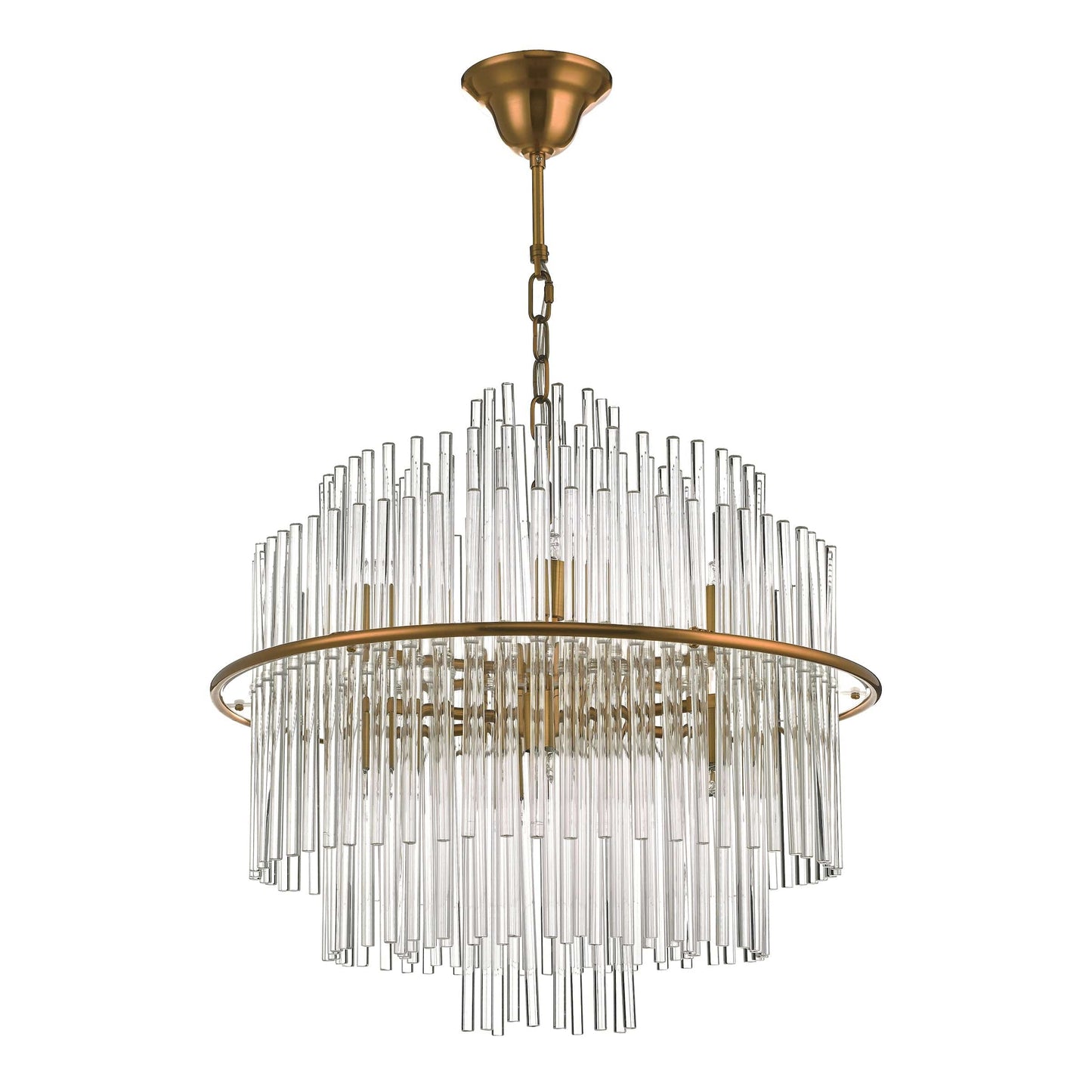 dar lighting Lukas 13 Light Pendant Brushed Antique Gold And Clear Glass LUK1735