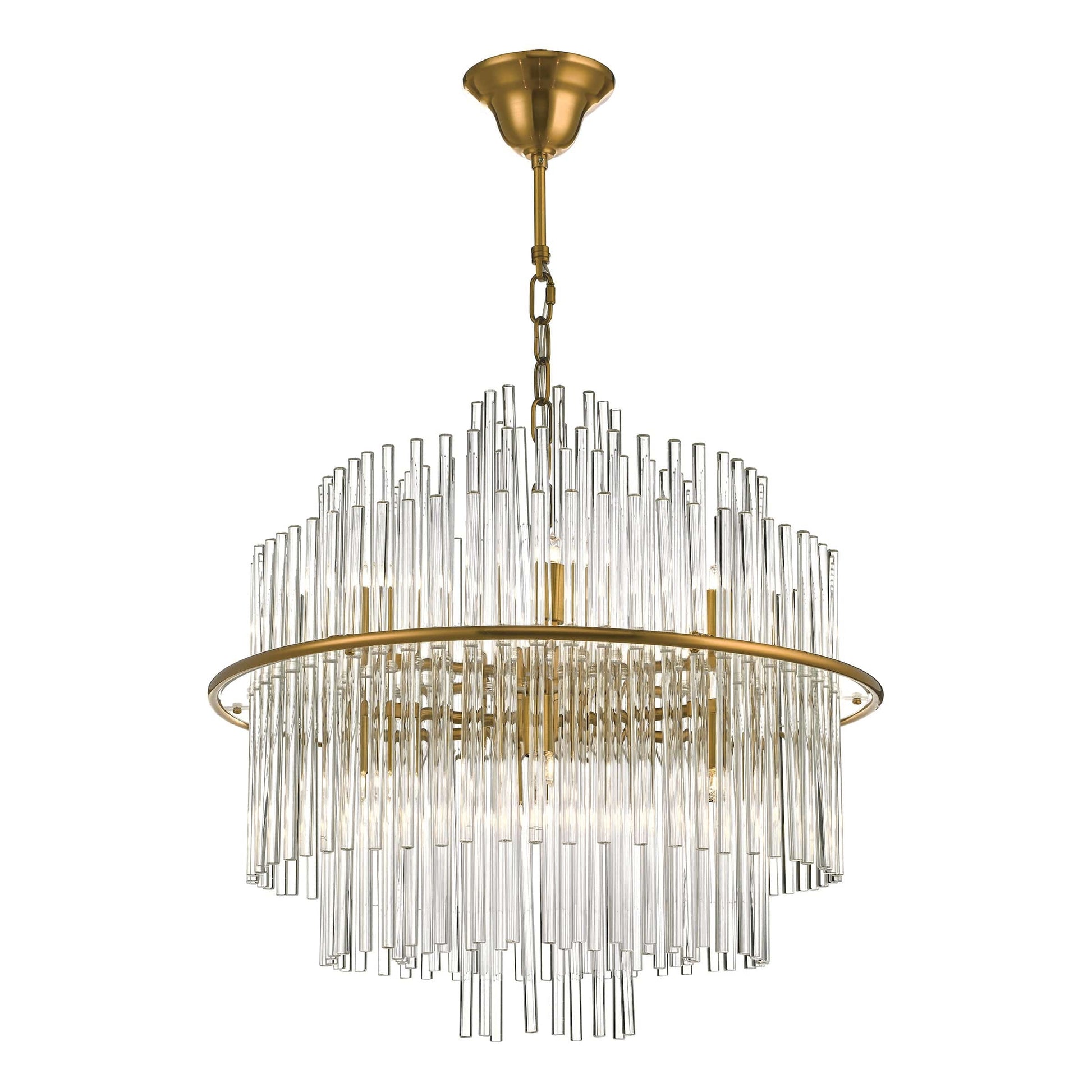 dar lighting Lukas 13 Light Pendant Brushed Antique Gold And Clear Glass LUK1735