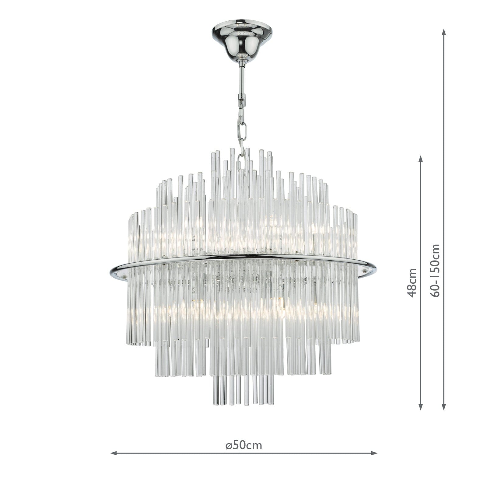 dar lighting Lukas 13 Light Pendant Polished Chrome Glass LUK1750