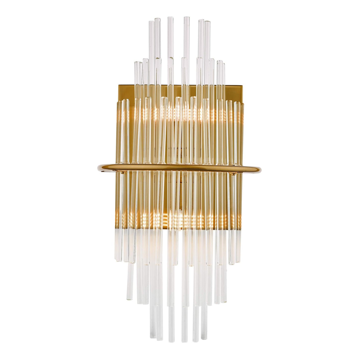 dar lighting Lukas 2 Light Wall Light Antique Gold Glass LUK0935