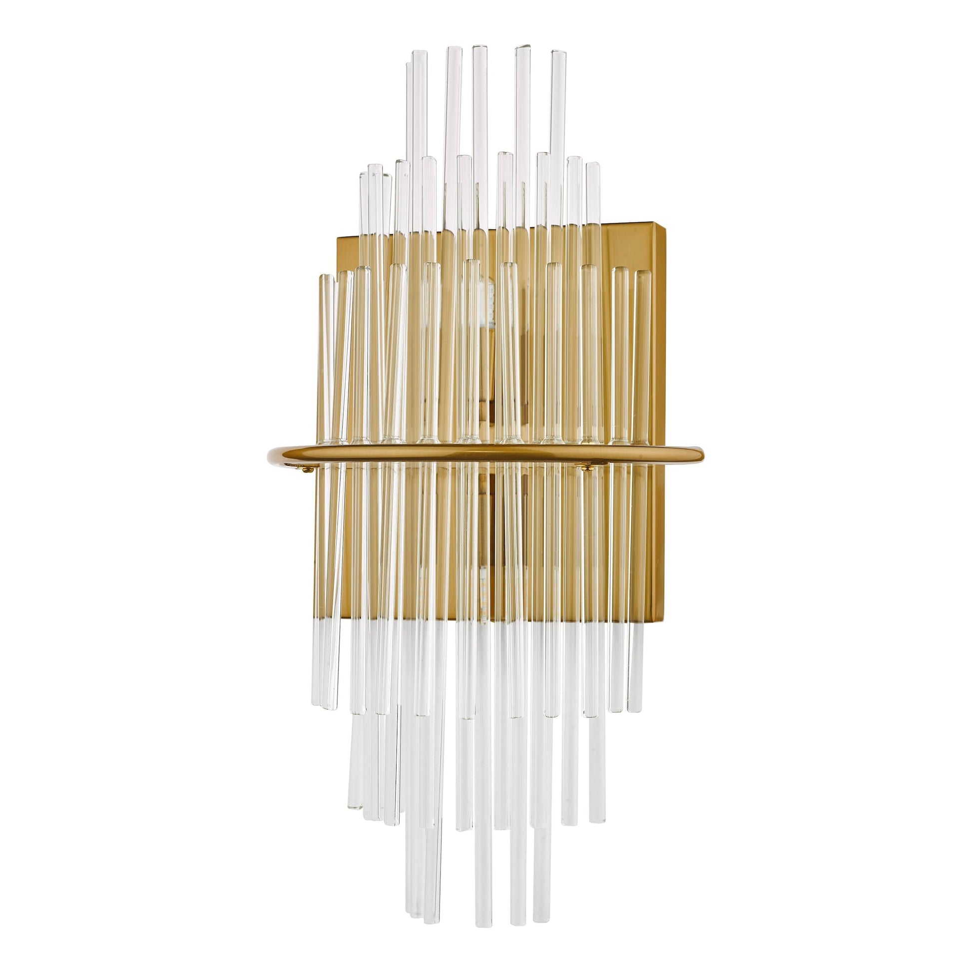 dar lighting Lukas 2 Light Wall Light Antique Gold Glass LUK0935