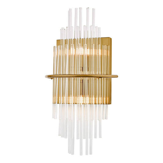 dar lighting Lukas 2 Light Wall Light Antique Gold Glass LUK0935