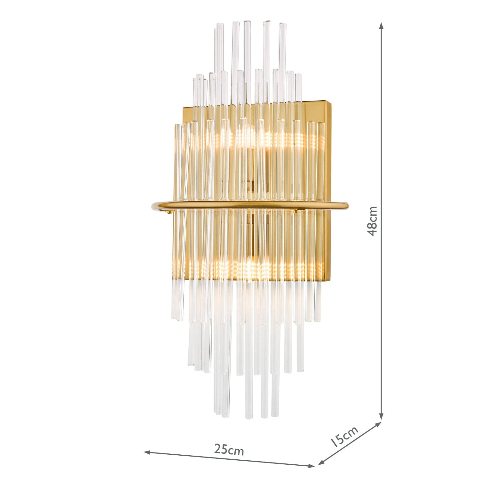 dar lighting Lukas 2 Light Wall Light Antique Gold Glass LUK0935