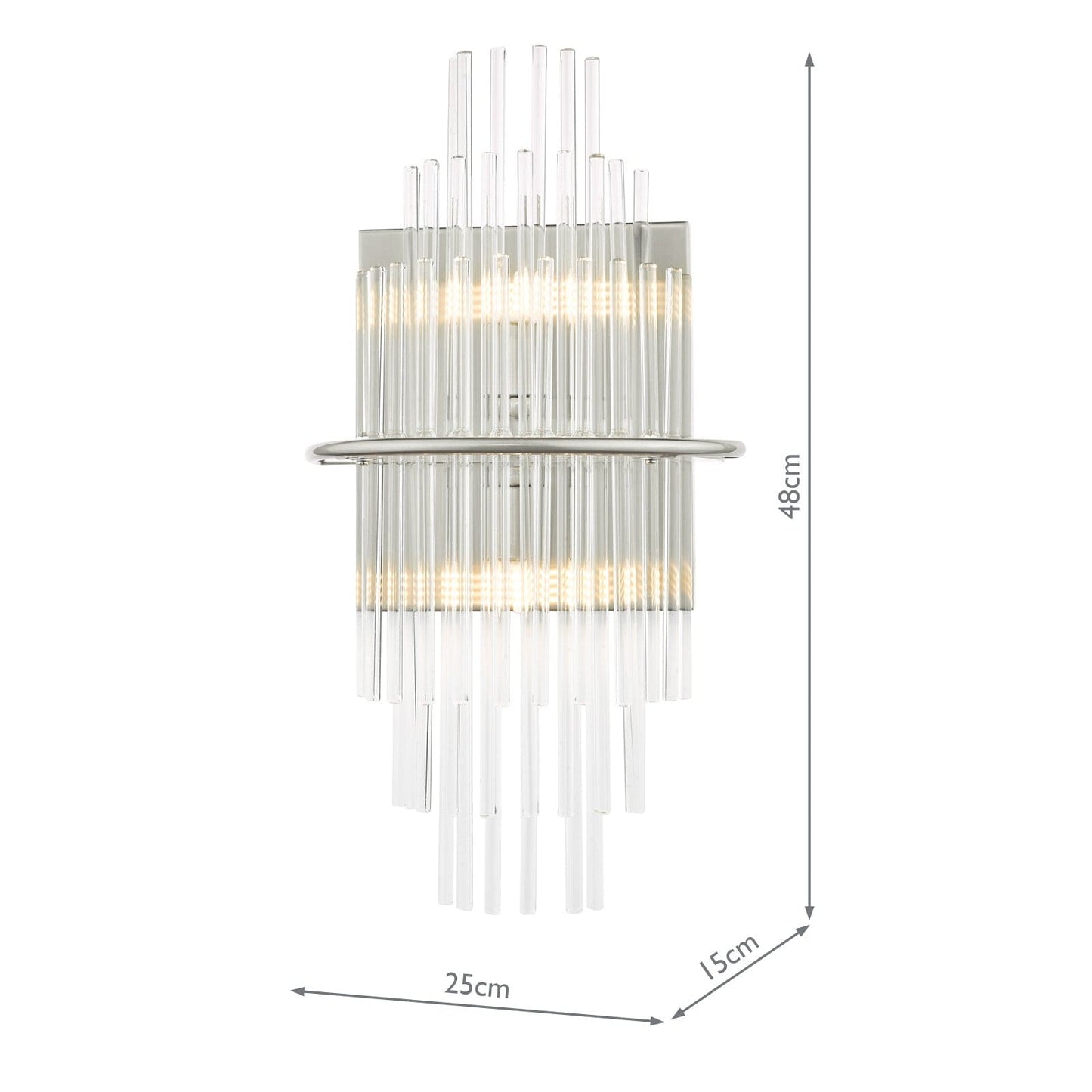 dar lighting Lukas 2 Light Wall Light Polished Chrome Glass LUK0950