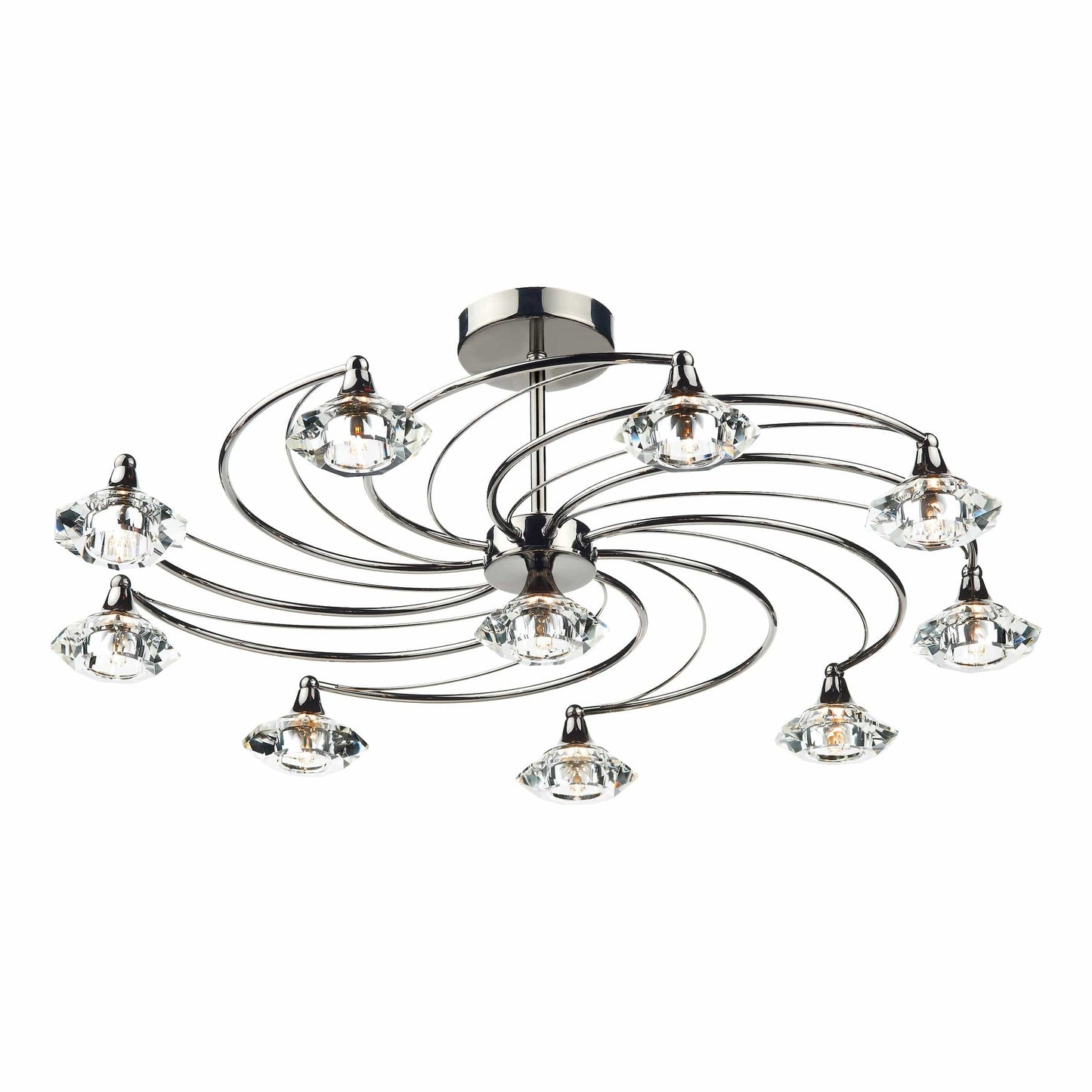 dar lighting Luther 10 Light Semi Flush Black Chrome Crystal LUT2367