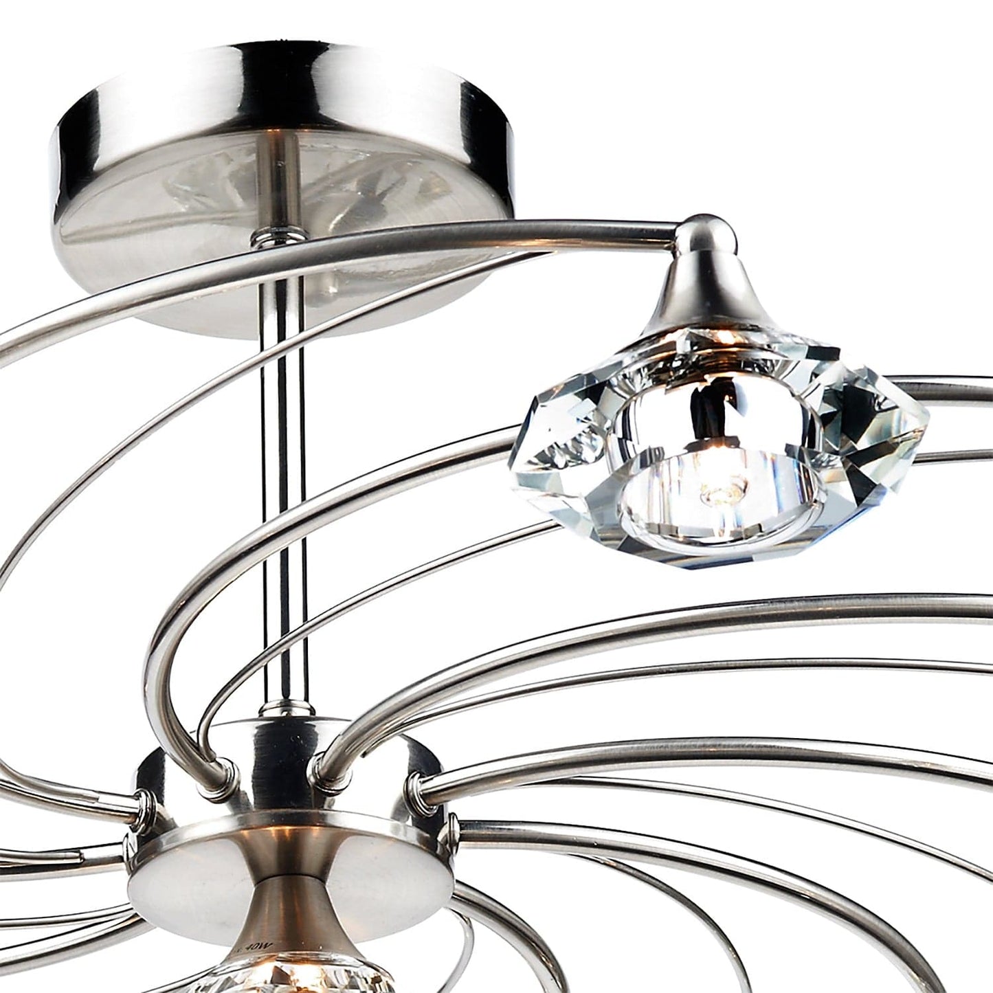 dar lighting Luther 10 Light Semi Flush Satin Chrome Crystal LUT2346