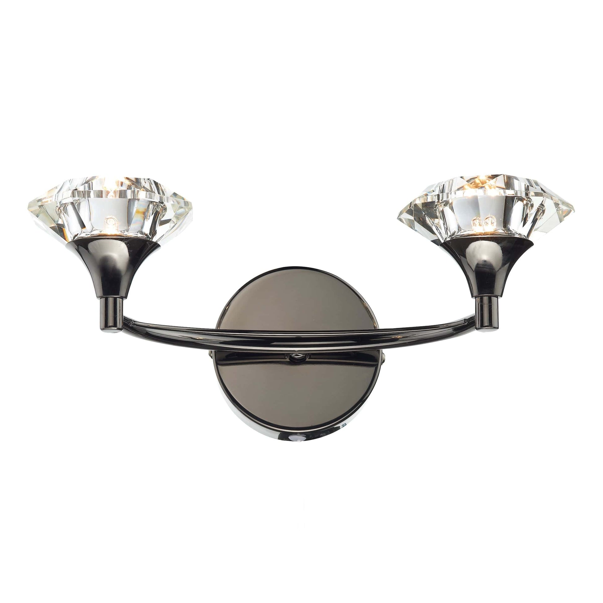 dar lighting Luther 2 Light Wall Light Black Chrome Crystal LUT0967