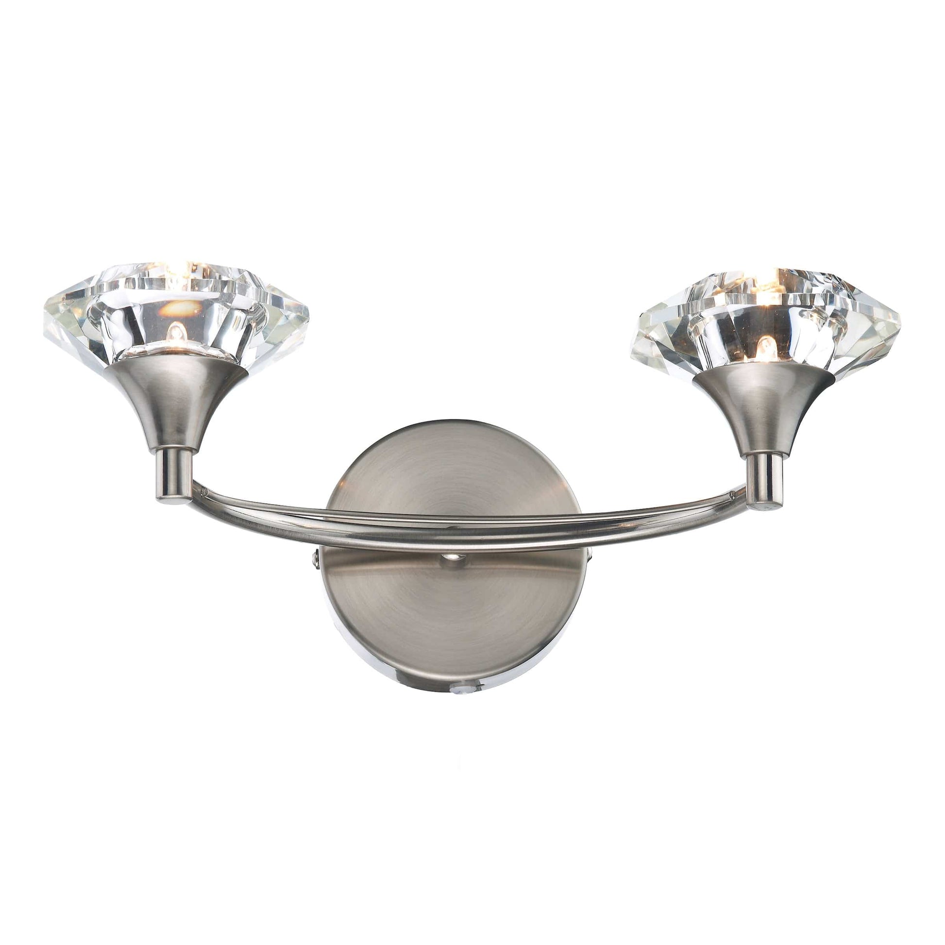 dar lighting Luther 2 Light Wall Light Satin Chrome Crystal LUT0946