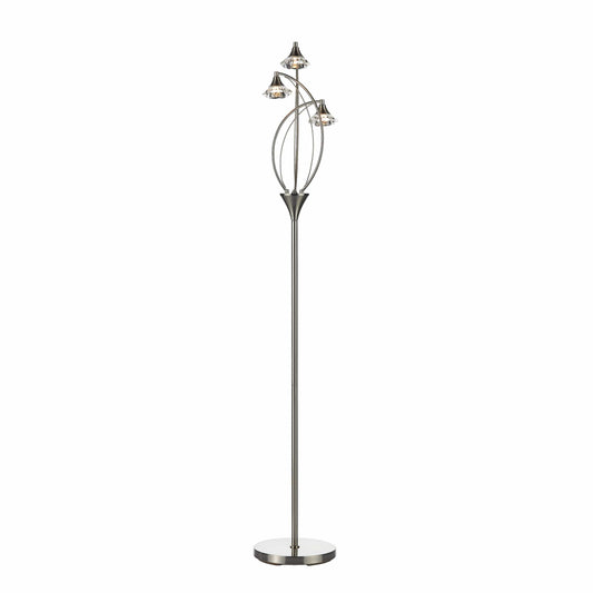 dar lighting Luther 3 Light Floor Lamp Satin Chrome Crystal LUT4946