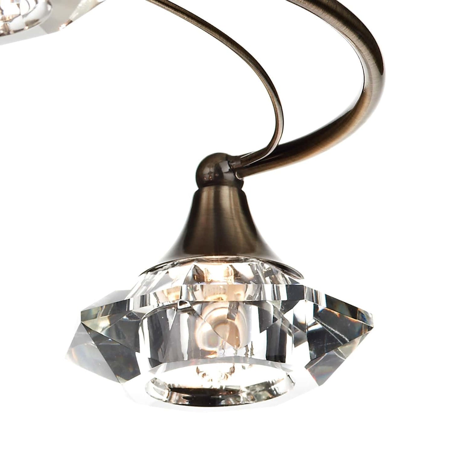 dar lighting Luther 4 Light Semi Flush Antique Brass Crystal LUT0475