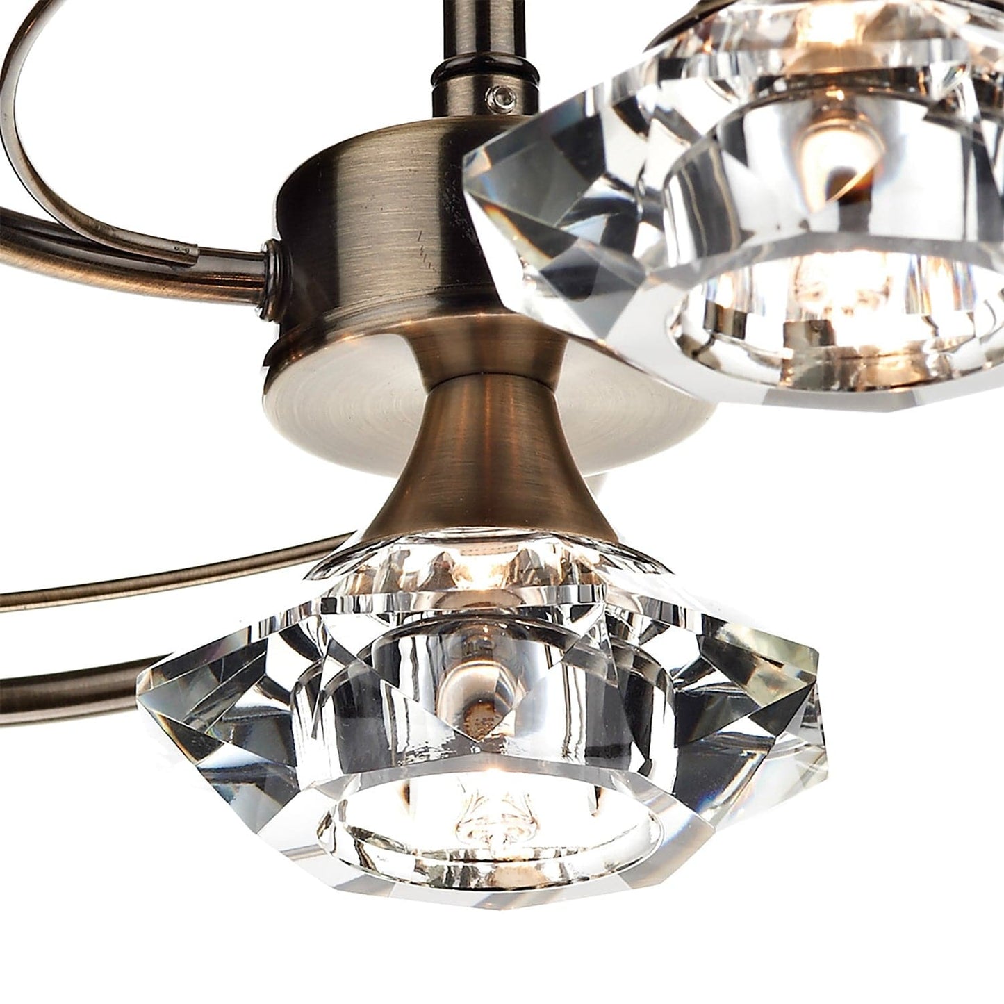 dar lighting Luther 4 Light Semi Flush Antique Brass Crystal LUT0475