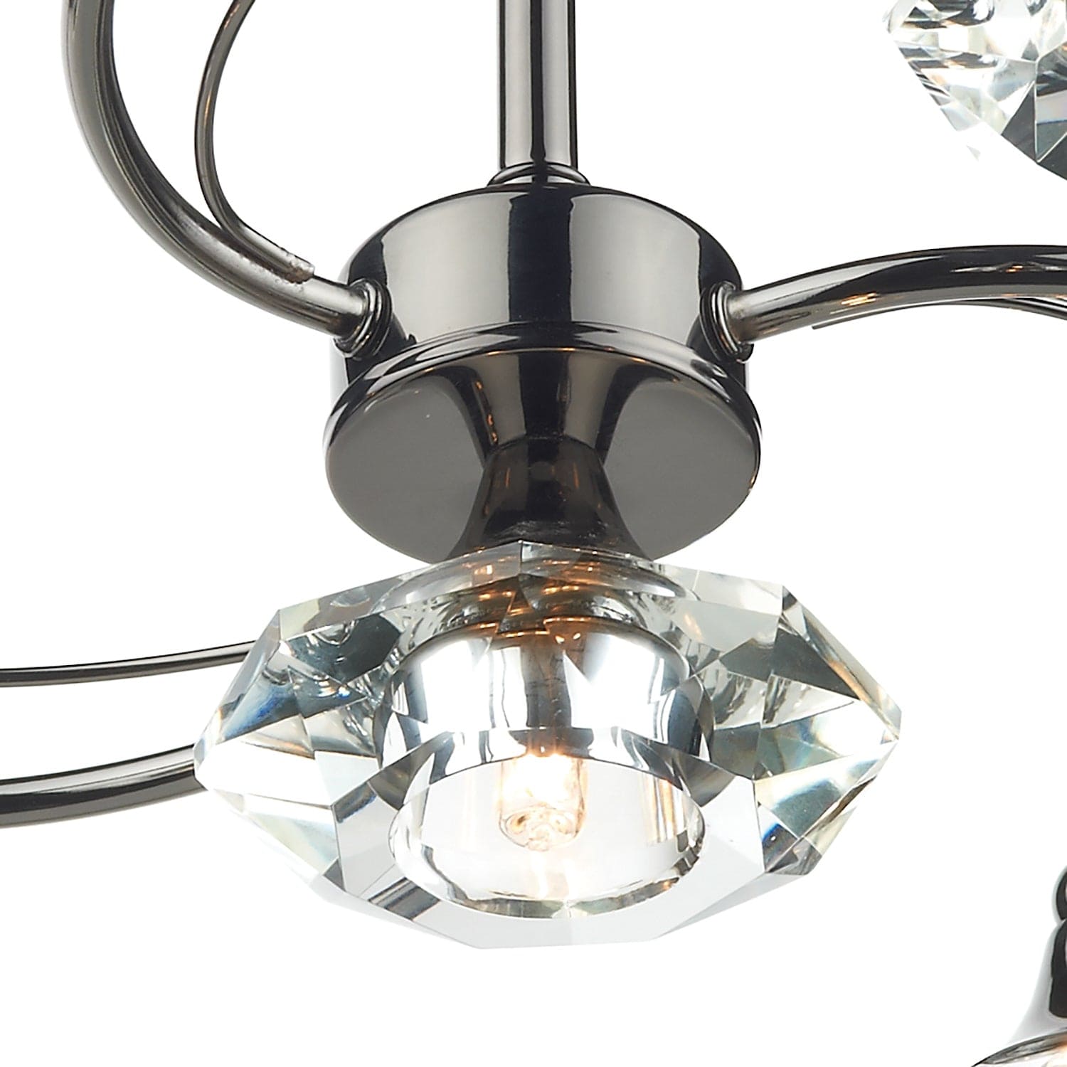 dar lighting Luther 4 Light Semi Flush Black Chrome Crystal LUT0467