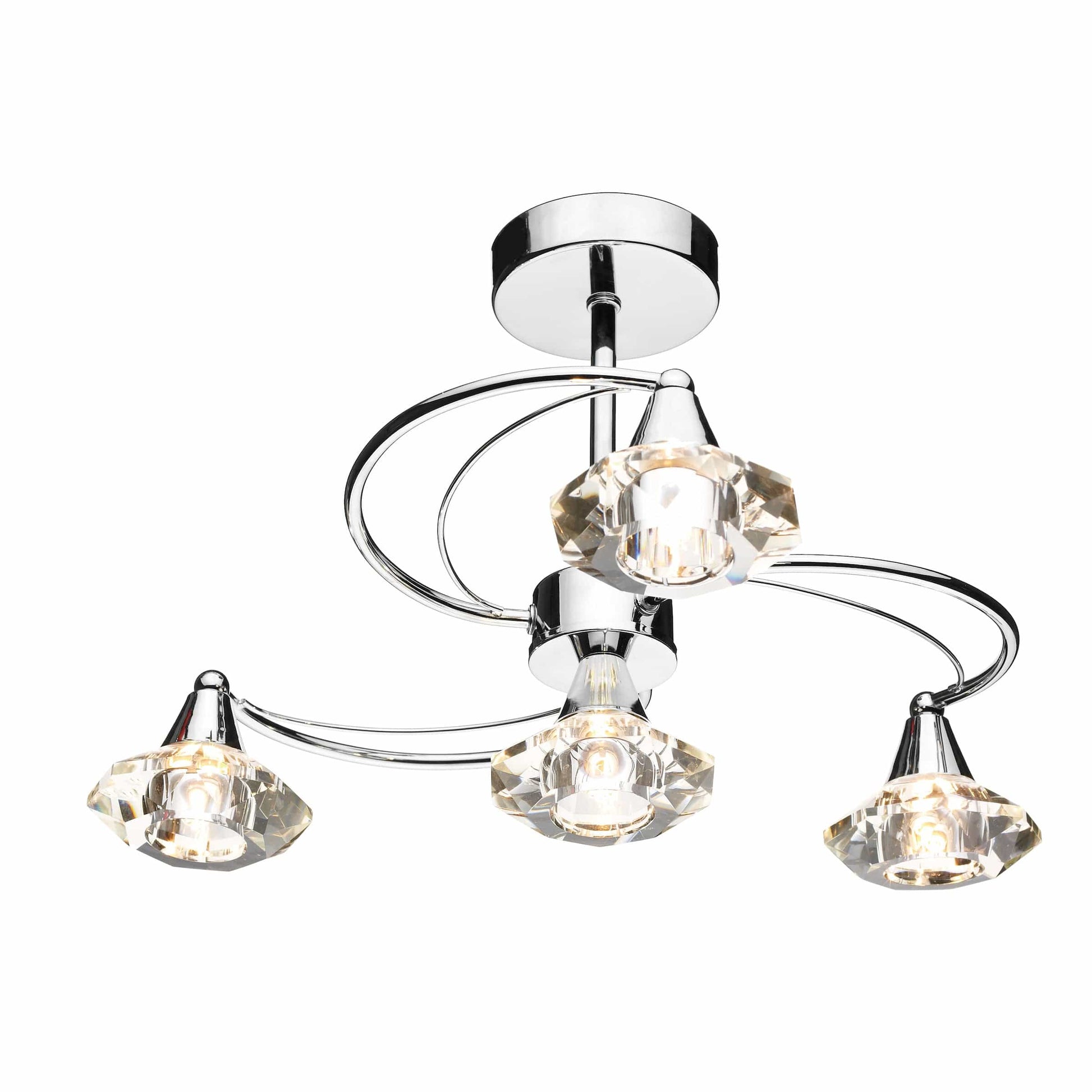 dar lighting Luther 4 Light Semi Flush Polished Chrome Crystal LUT0450