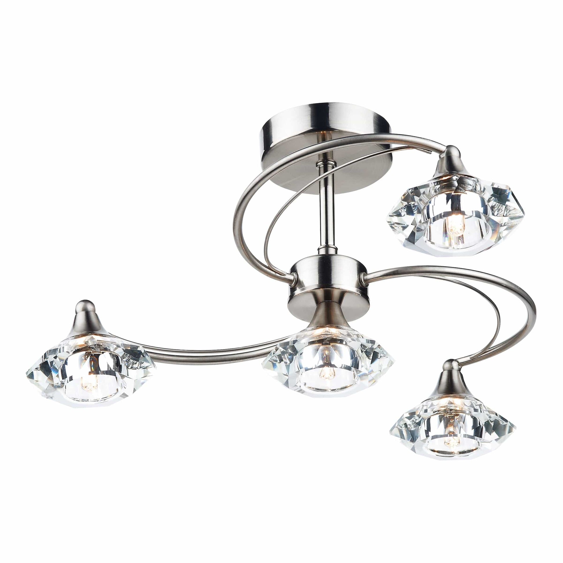 dar lighting Luther 4 Light Semi Flush Satin Chrome Crystal LUT0446