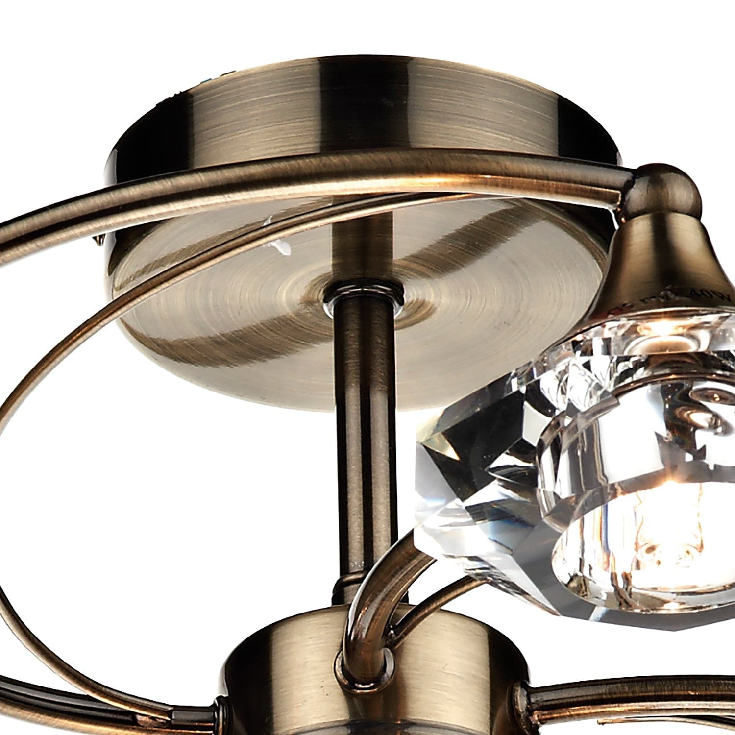 dar lighting Luther 6 Light Semi Flush Antique Brass Crystal LUT0675