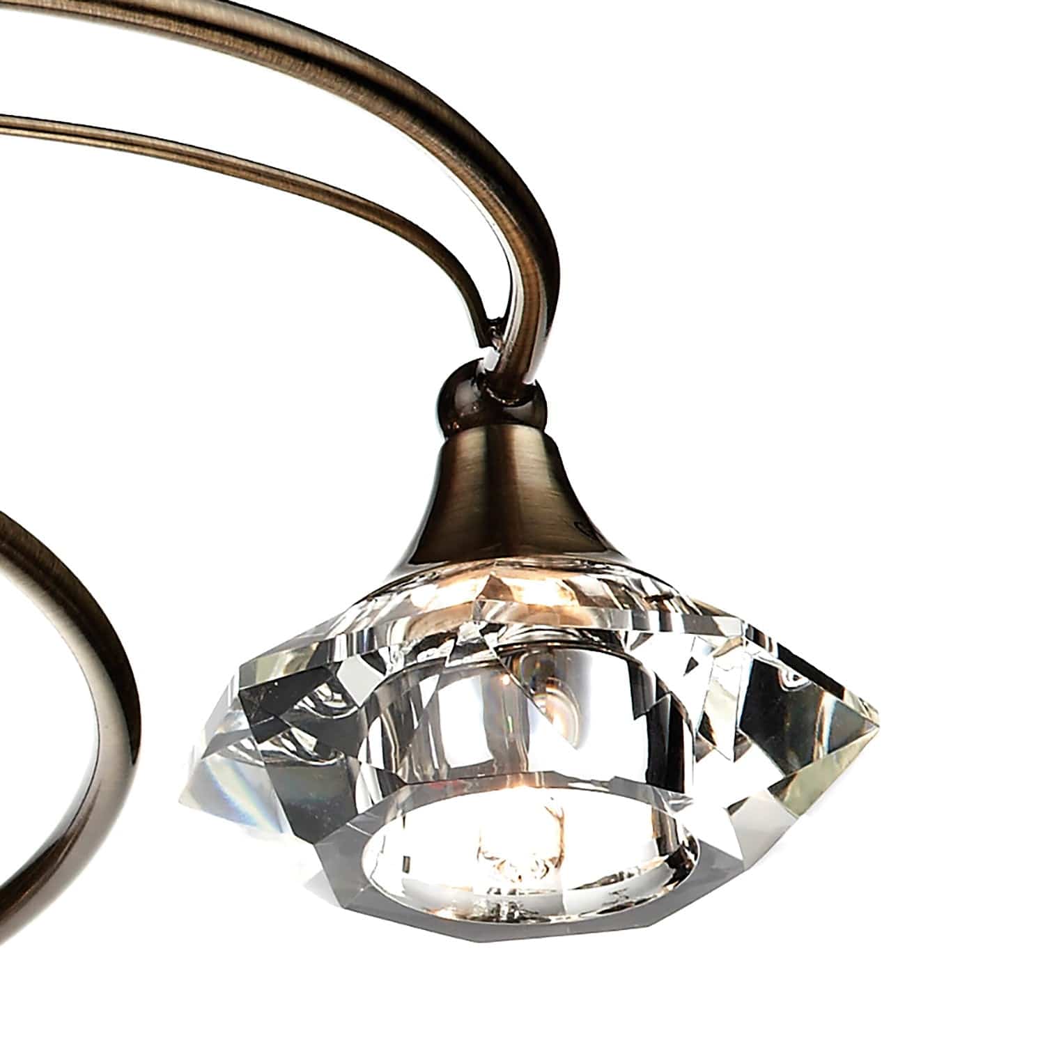 dar lighting Luther 6 Light Semi Flush Antique Brass Crystal LUT0675