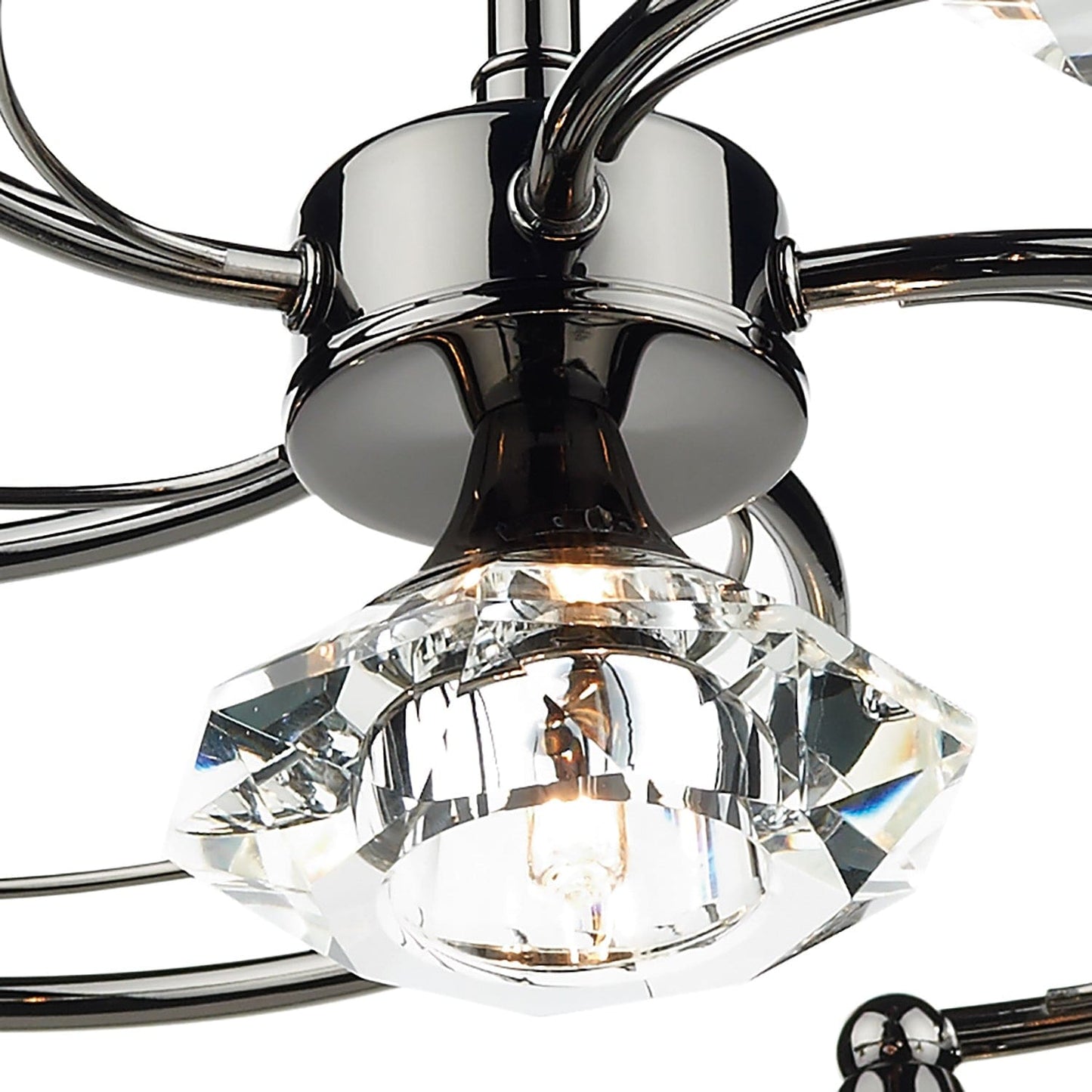 dar lighting Luther 6 Light Semi Flush Black Chrome Crystal LUT0667