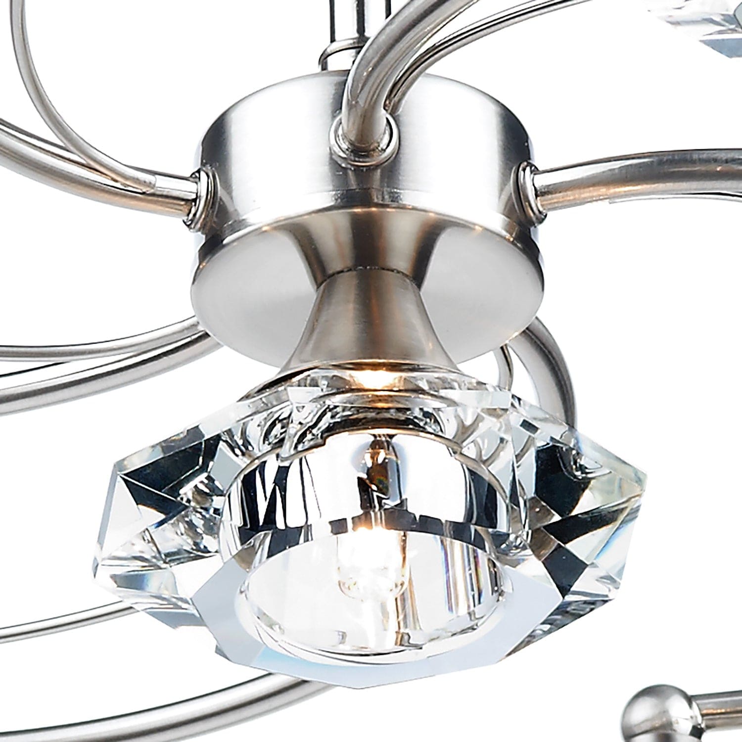 dar lighting Luther 6 Light Semi Flush Satin Chrome Crystal LUT0646