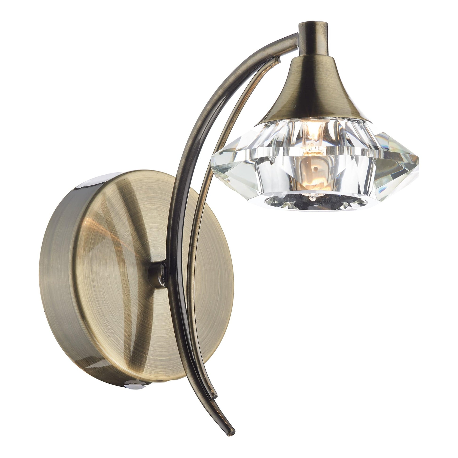 dar lighting Luther Wall Light Antique Brass Crystal LUT0775