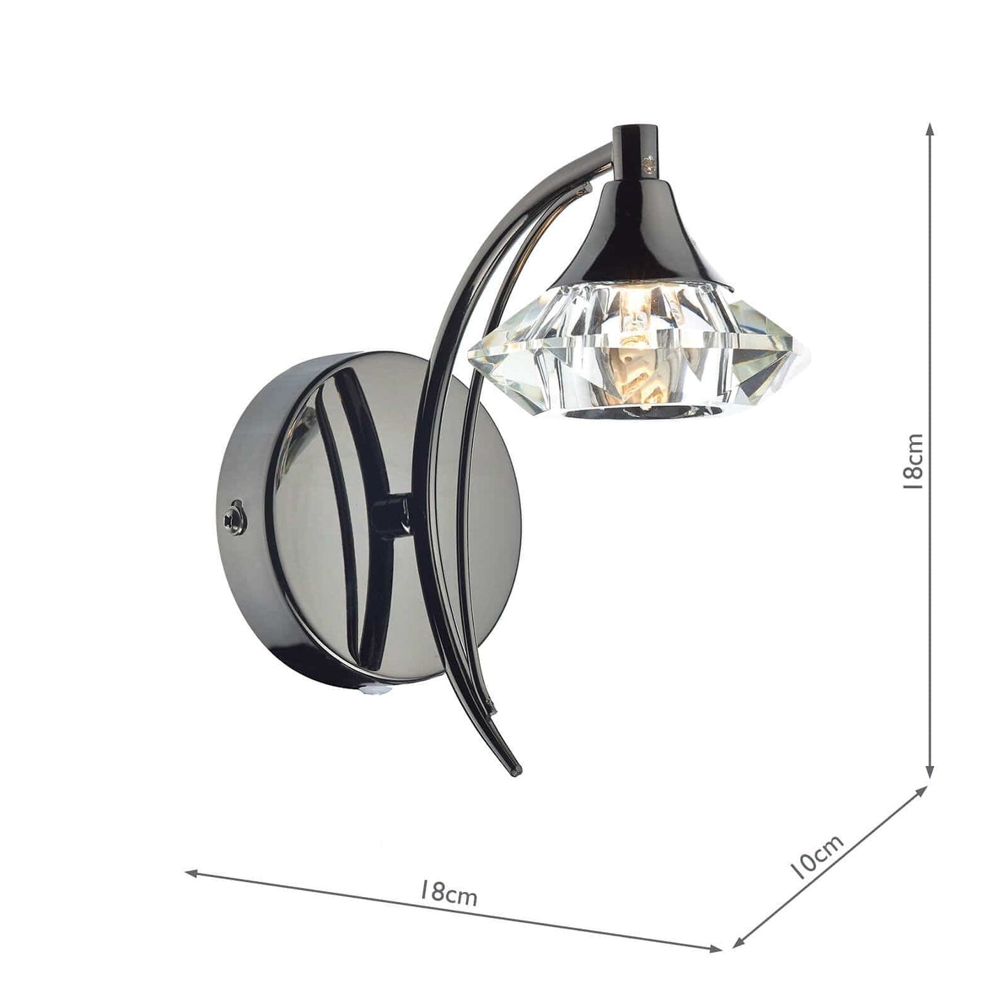 dar lighting Luther Wall Light Black Chrome Crystal LUT0767