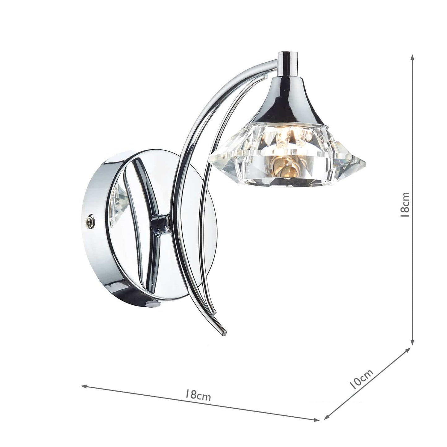 dar lighting Luther Wall Light Polished Chrome Crystal LUT0750