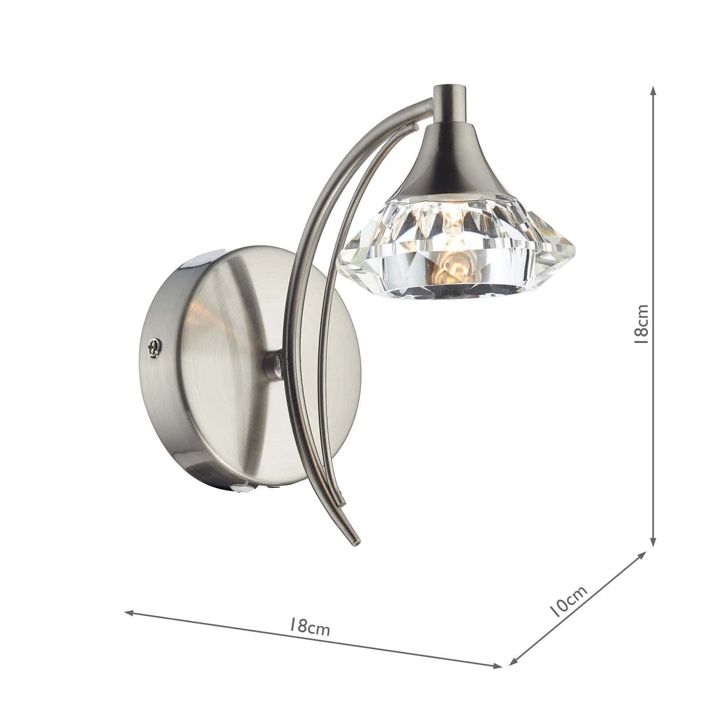 dar lighting Luther Wall Light Satin Chrome Crystal LUT0746