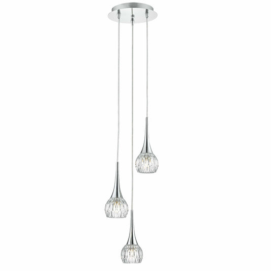 dar lighting Lyall 3 Light Pendant Polished Chrome Glass LYA0350