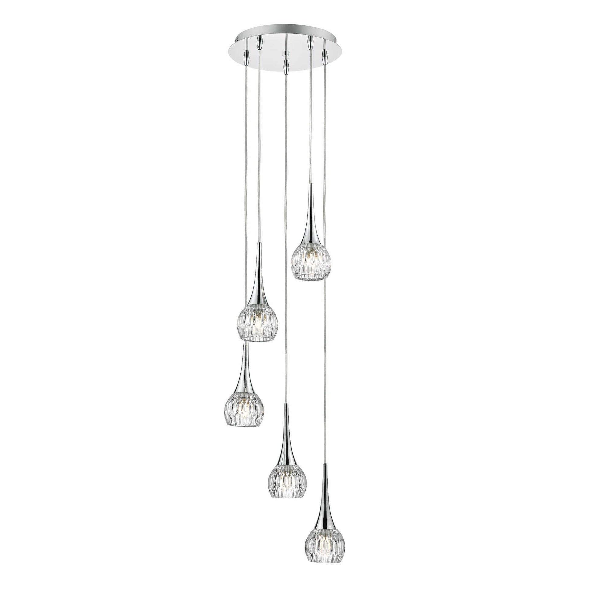 dar lighting Lyall 5 Light Pendant Polished Chrome Glass LYA0550