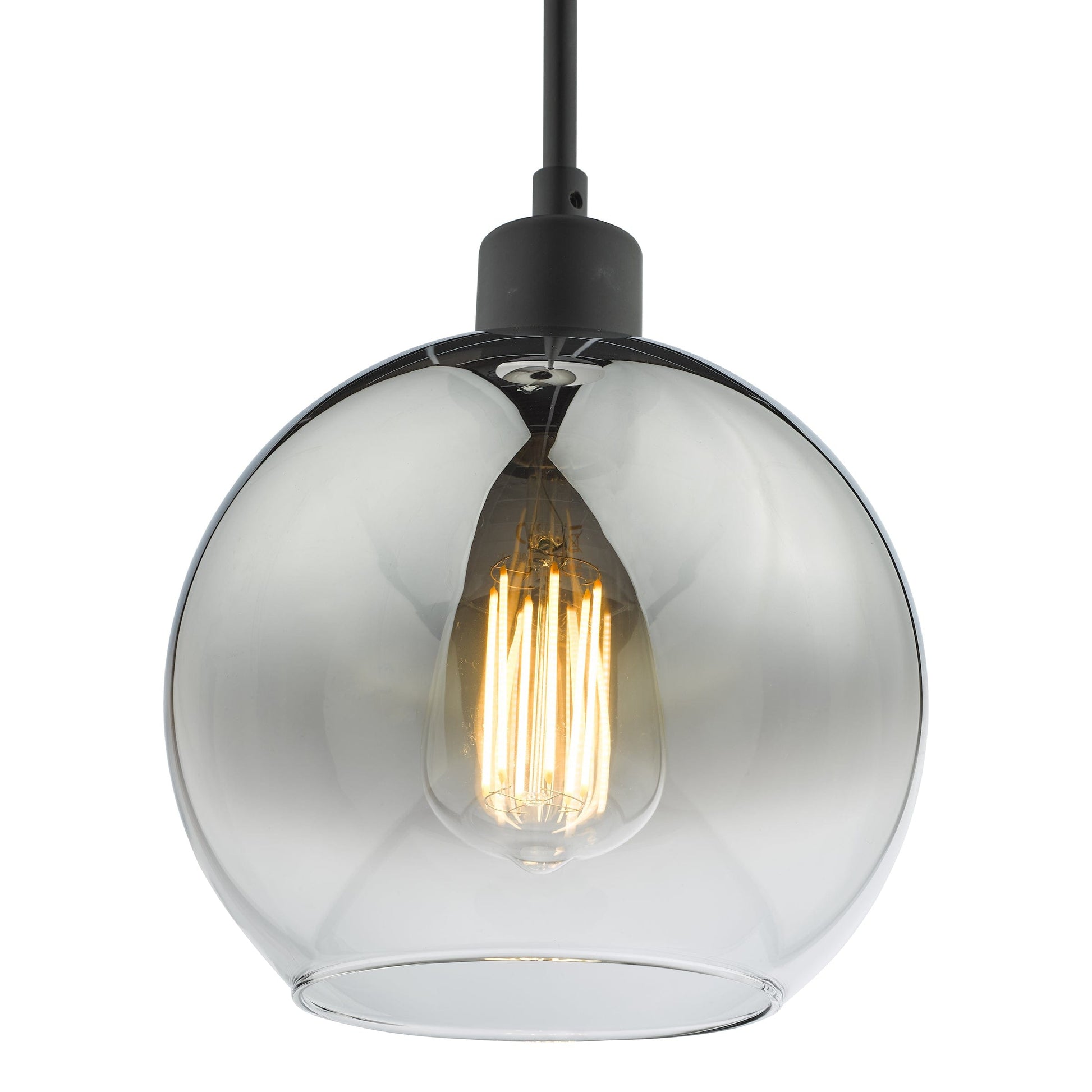 dar lighting Lycia 1 Light Single Pendant Matt Black Ombre Smoked Glass LYC8622