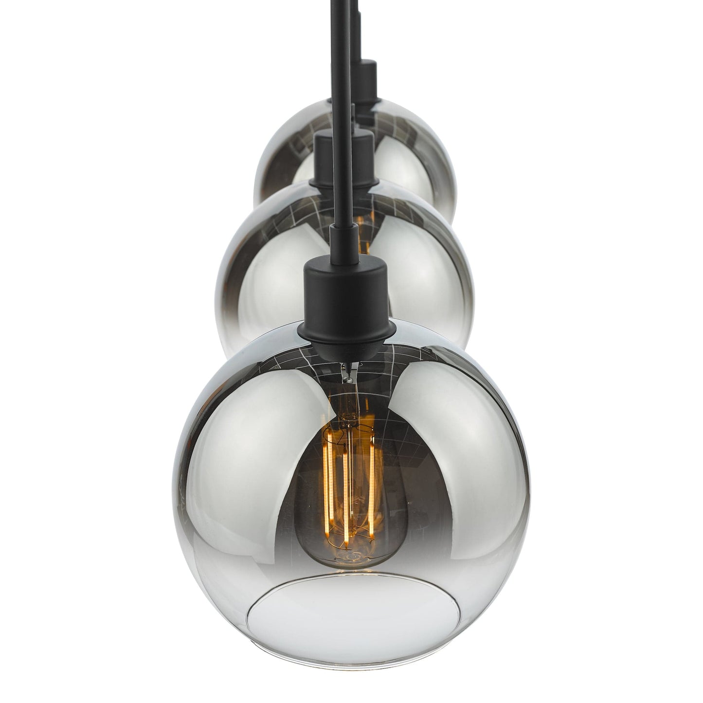 dar lighting Lycia 3 Light Bar Pendant Matt Black Ombre Smoked Glass LYC0322