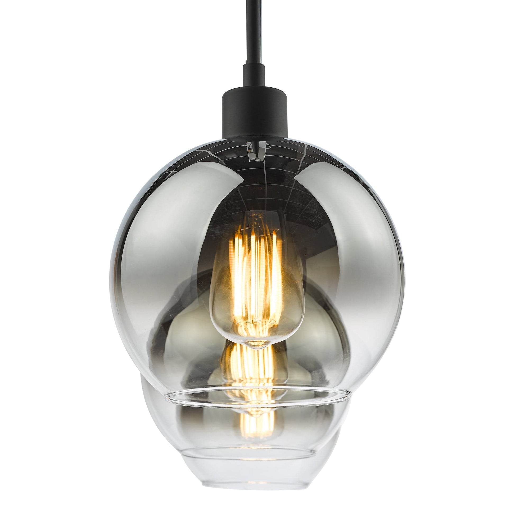 dar lighting Lycia 3 Light Bar Pendant Matt Black Ombre Smoked Glass LYC0322