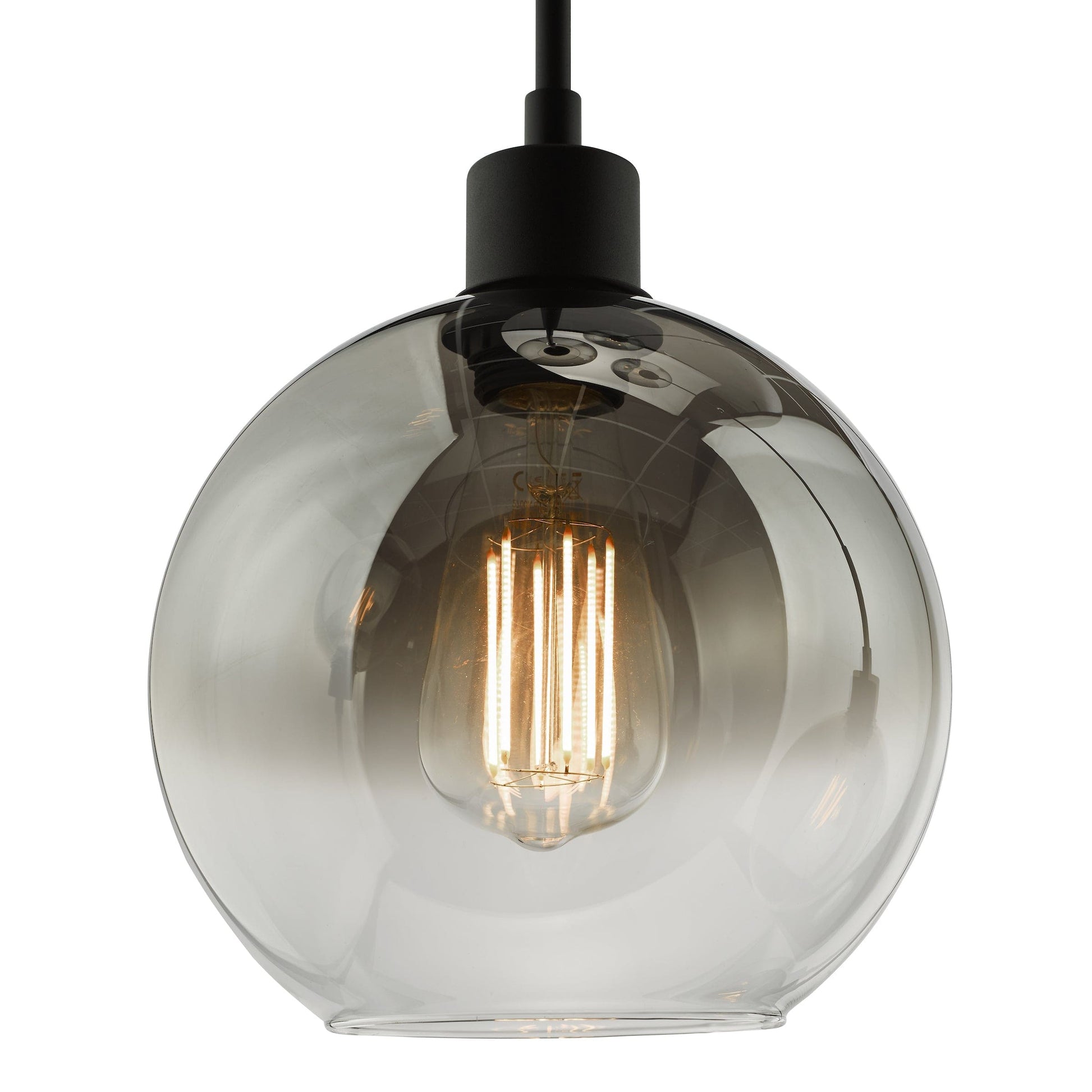 dar lighting Lycia 3 Light Cluster Pendant Matt Black Smoked Ombre Glass LYC8822