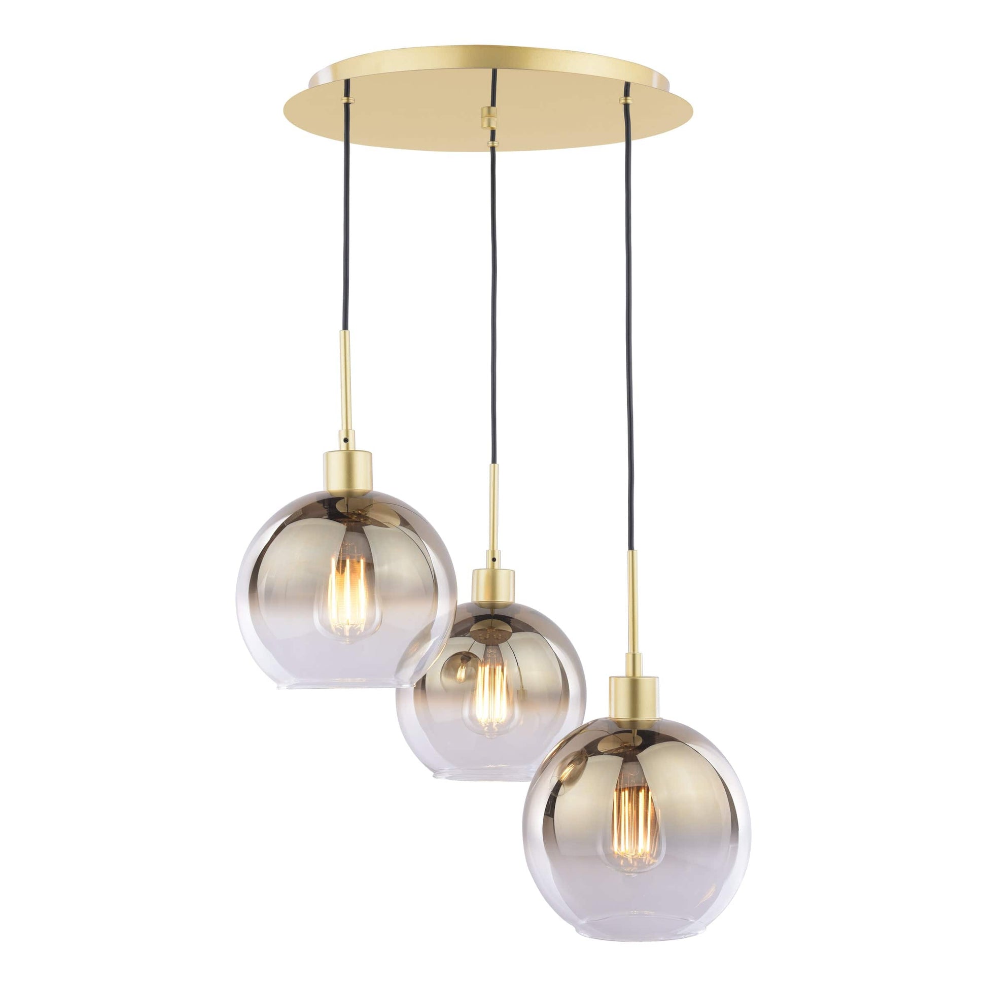 dar lighting Lycia 3 Light Cluster Pendant Polished Gold and Gold Ombre Glass LYC8835