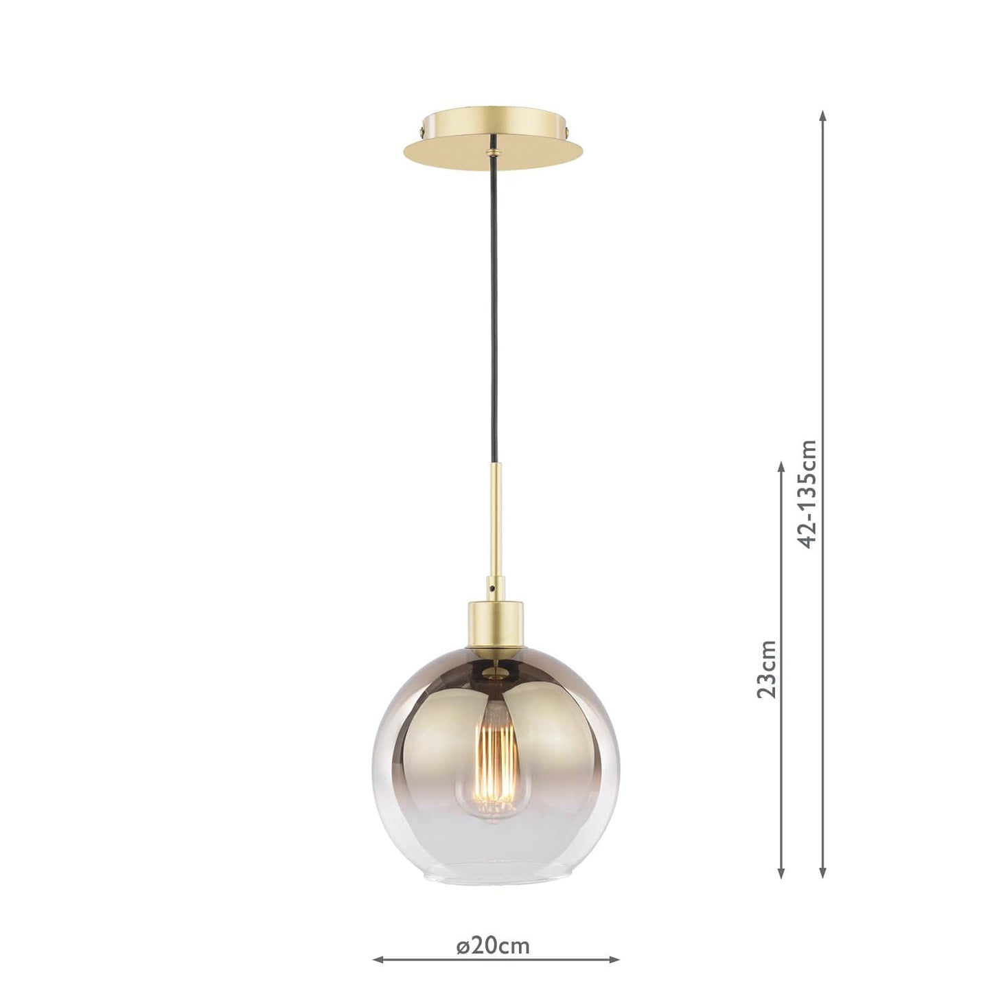 dar lighting Lycia Pendant Polished Gold and Gold Ombre Glass LYC8635