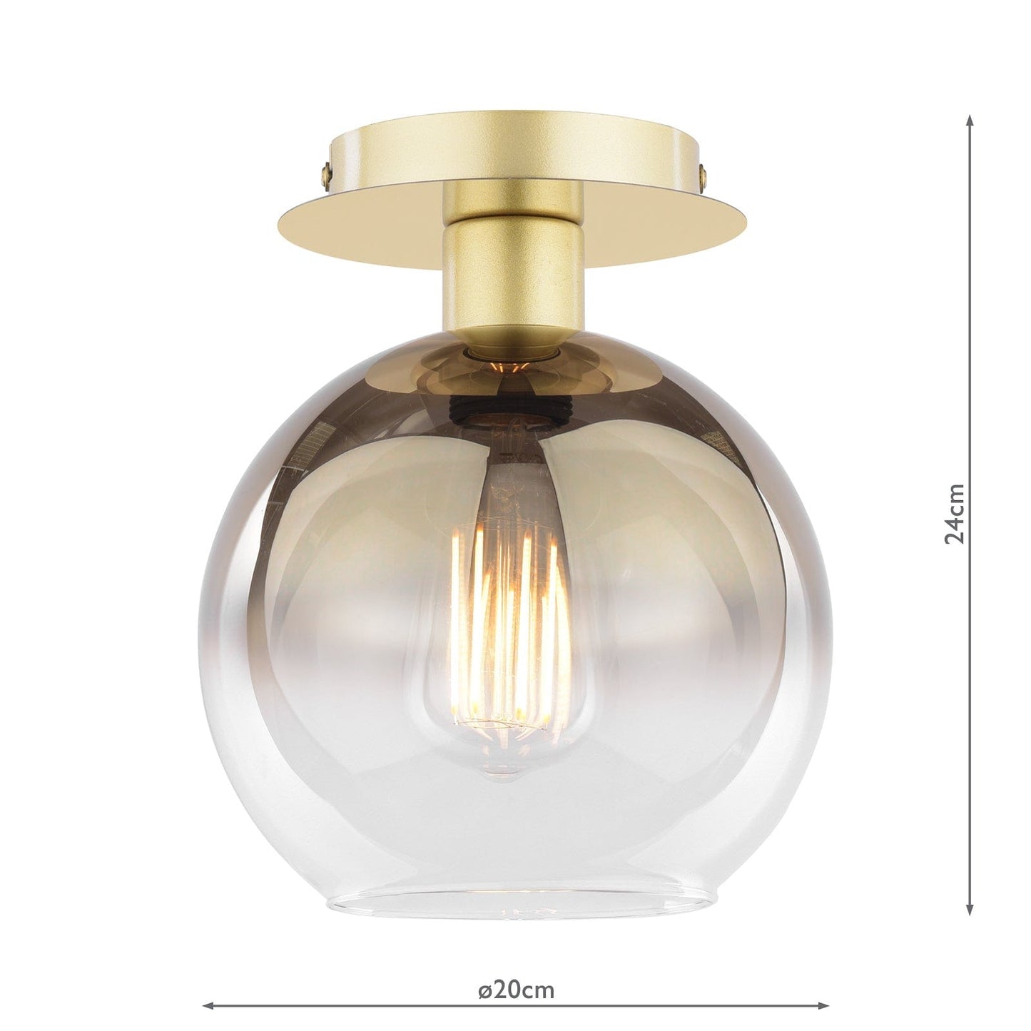 dar lighting Lycia Semi-Flush Polished Gold and Gold Ombre Glass LYC0135