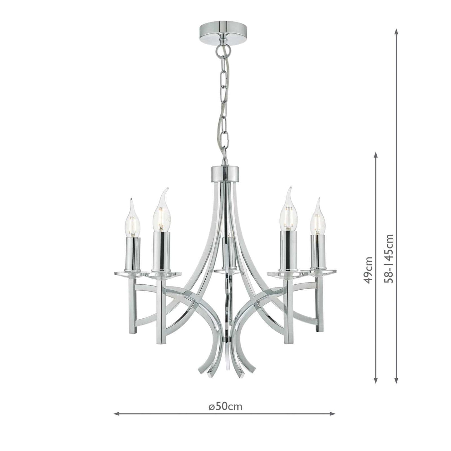 dar lighting Lyon 5lt Pendant Polished Chrome & Crystal LYO0550