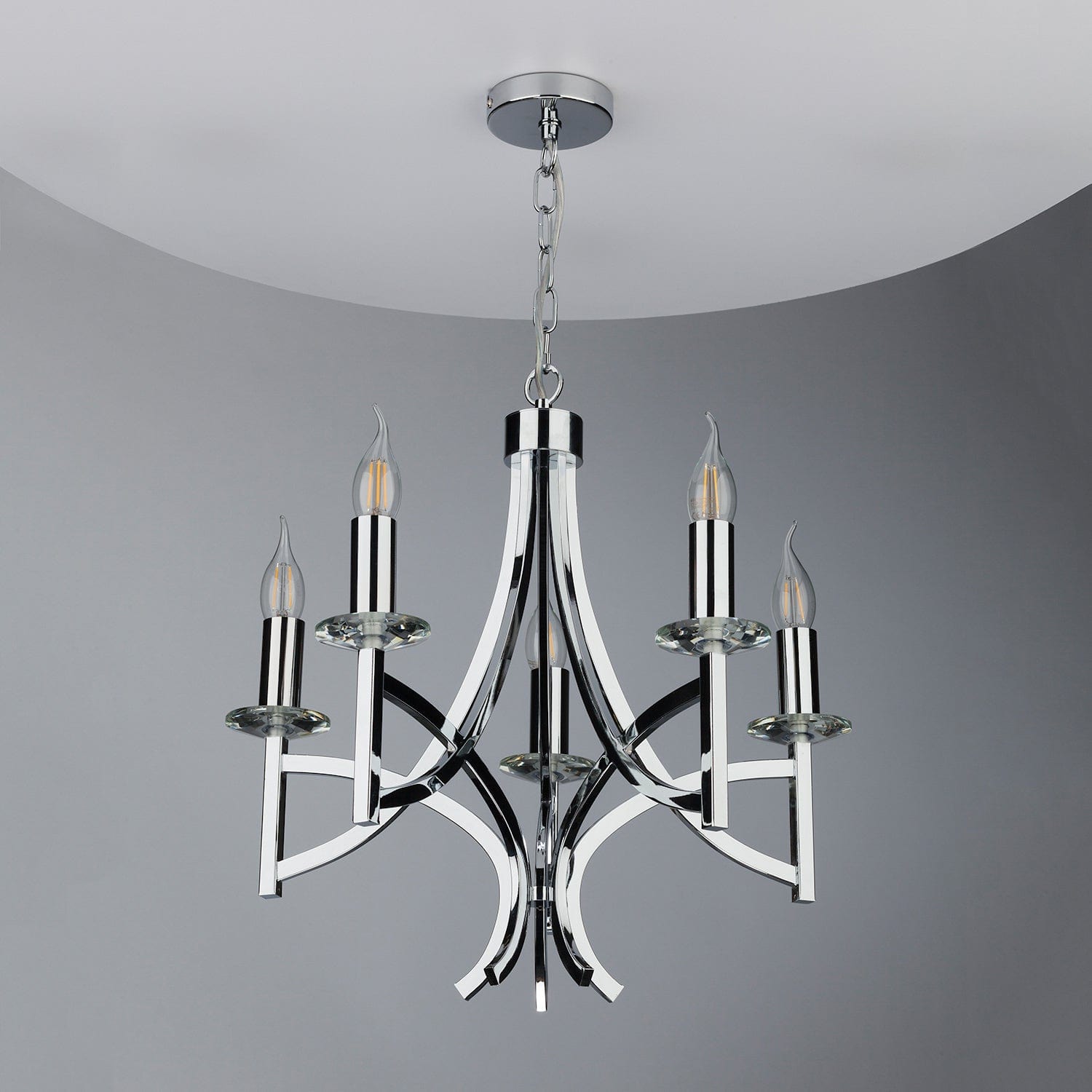 dar lighting Lyon 5lt Pendant Polished Chrome & Crystal LYO0550