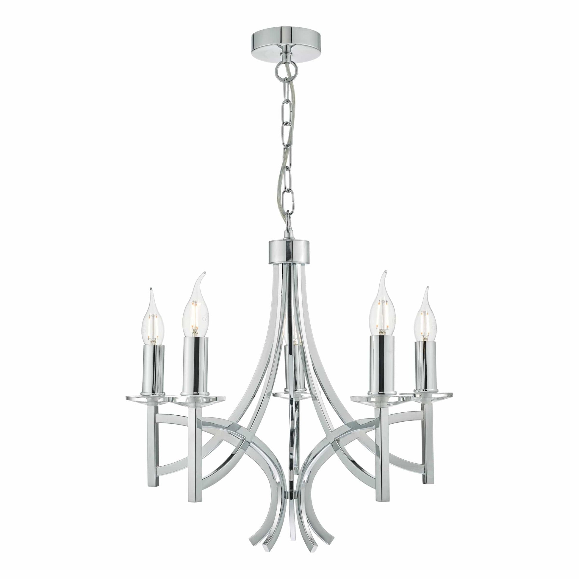 dar lighting Lyon 5lt Pendant Polished Chrome & Crystal LYO0550