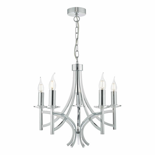 dar lighting Lyon 5lt Pendant Polished Chrome & Crystal LYO0550