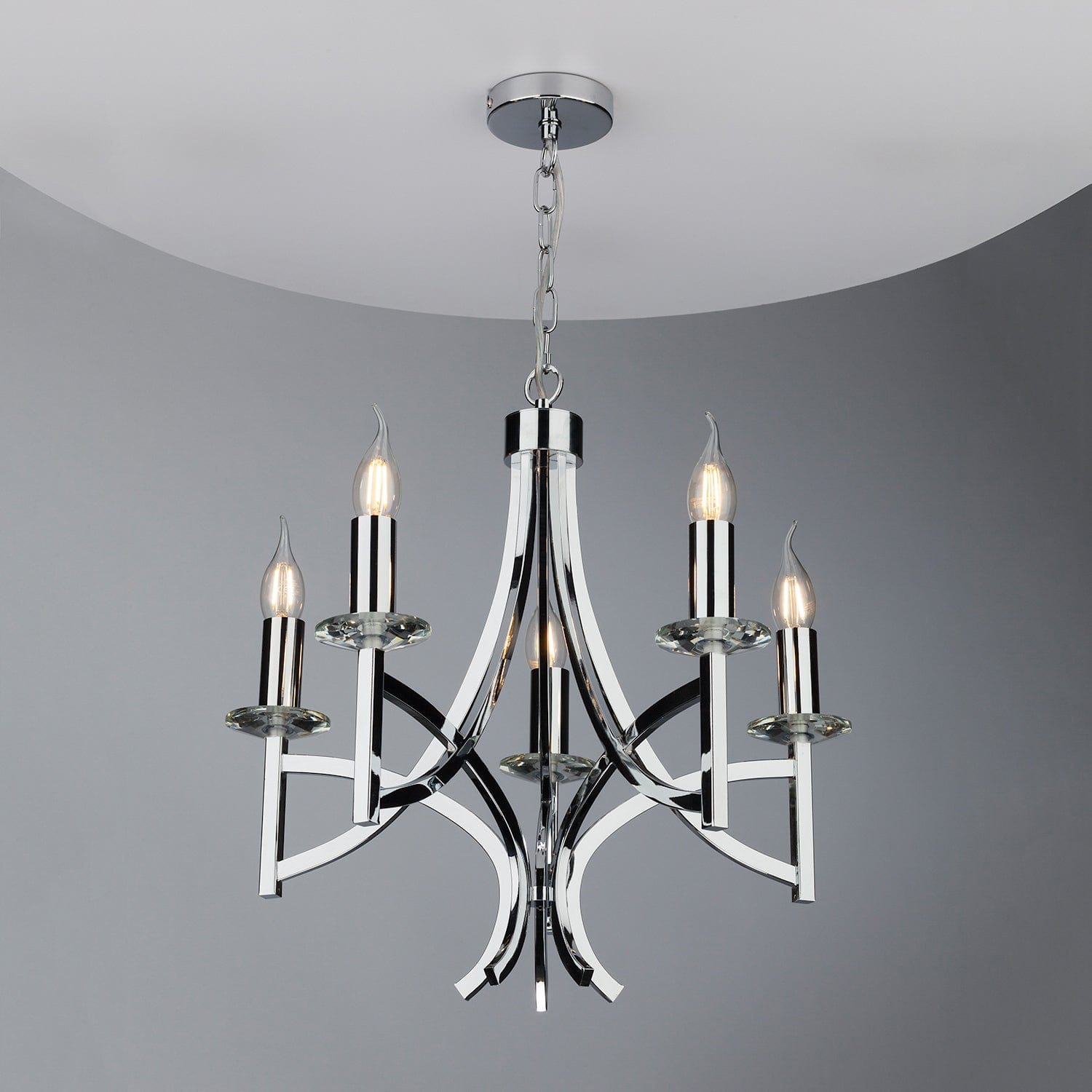 dar lighting Lyon 5lt Pendant Polished Chrome & Crystal LYO0550