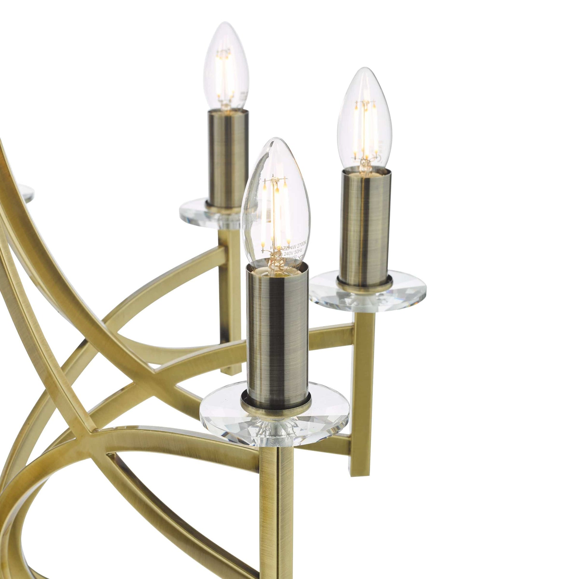 dar lighting Lyon 8 Light Armed Fitting Antique Brass Crystal LYO0875