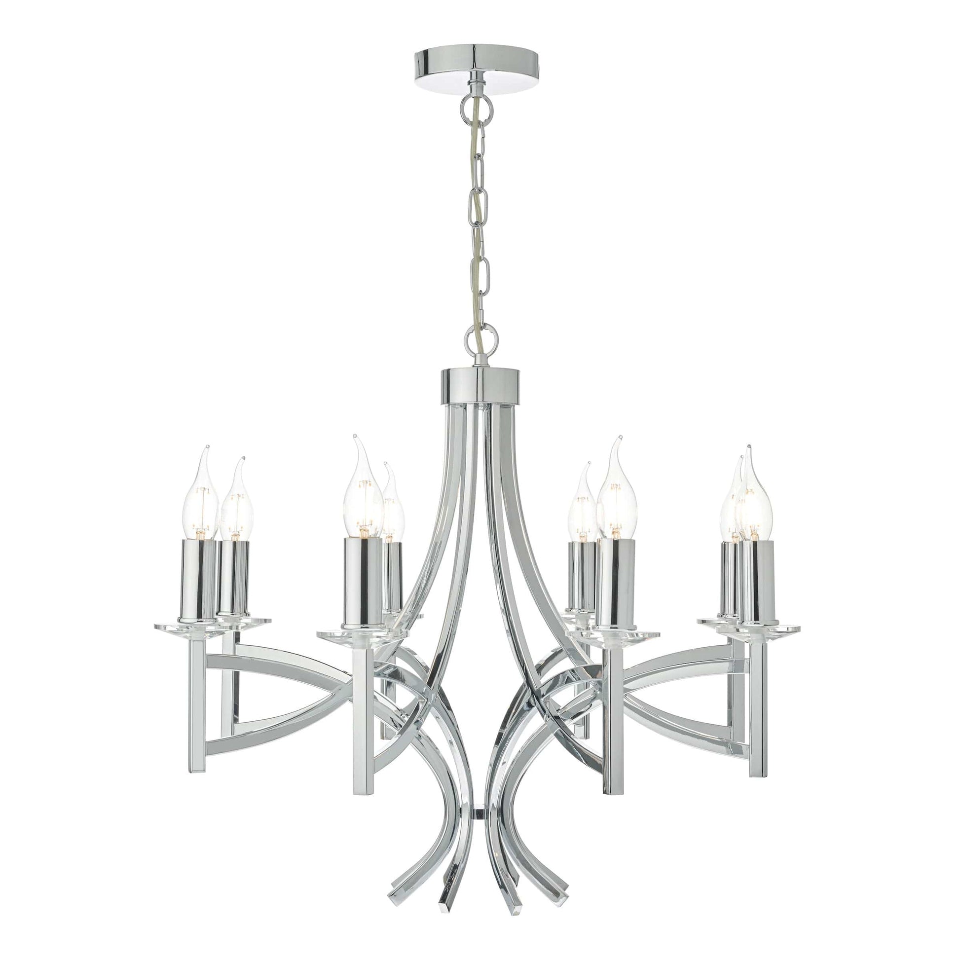 dar lighting Lyon 8lt Pendant Polished Chrome & Crystal LYO0850