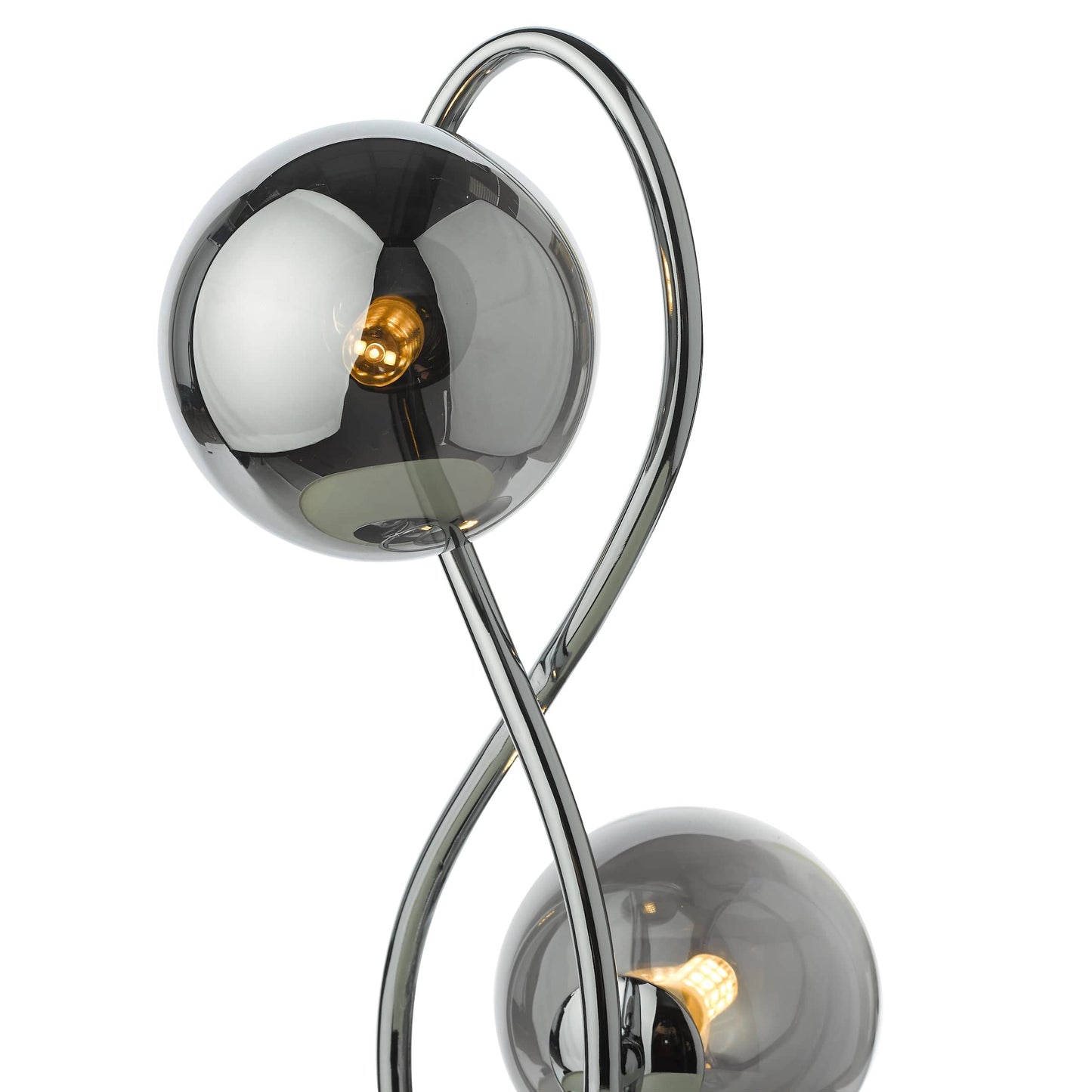 dar lighting Lysandra 2 Light Table Lamp Polished Chrome and Smoked Glass LYS4250