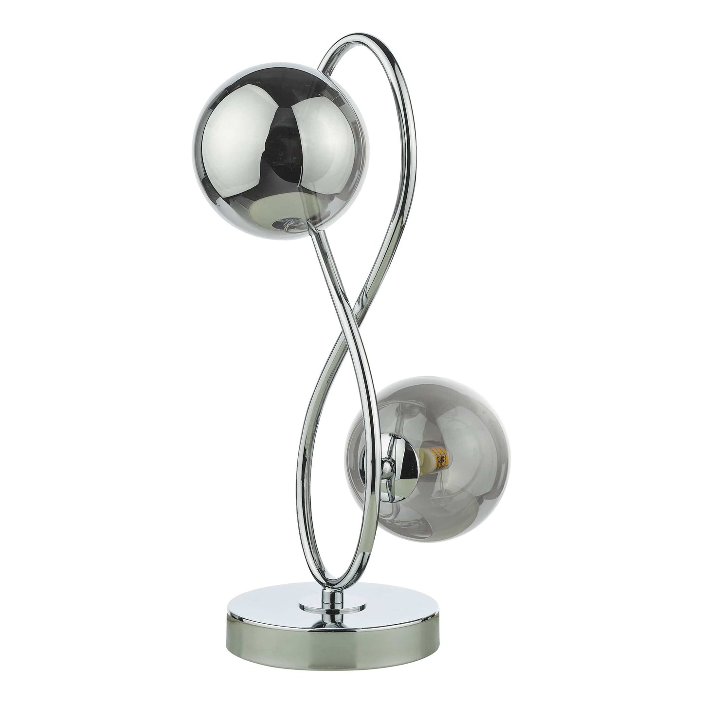 dar lighting Lysandra 2 Light Table Lamp Polished Chrome and Smoked Glass LYS4250